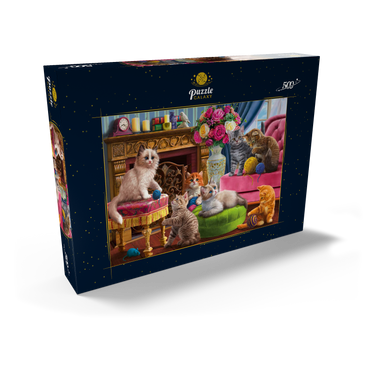 Kittens by the Fireplace 500 Puzzle Schachtel Ansicht2