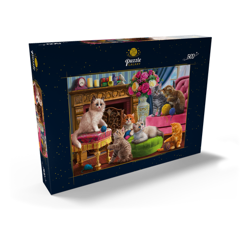 Kittens by the Fireplace 500 Puzzle Schachtel Ansicht2