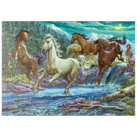 Darstellung des Puzzle-Motivs Wildpferde im Rausch der Freiheit – Puzzleteile: 500