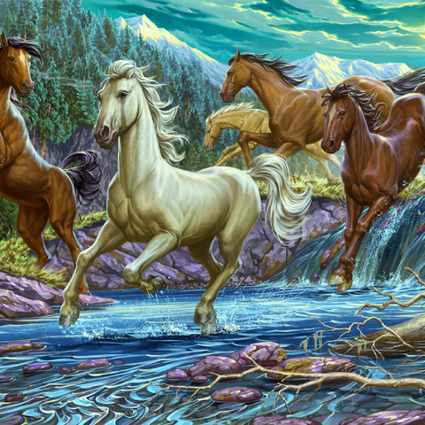 Running Midnight Horses 500 Puzzle 3D Modell