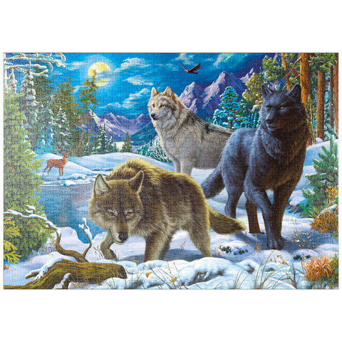 puzzleplate Wolves in the Snowy Night 1000 Puzzle