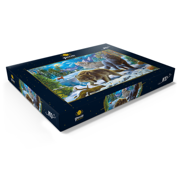 Wolves in the Snowy Night 100 Puzzle Schachtel Ansicht1