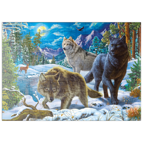 puzzleplate Wolves in the Snowy Night 100 Puzzle