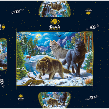 Wolves in the Snowy Night 100 Puzzle Schachtel 3D Modell