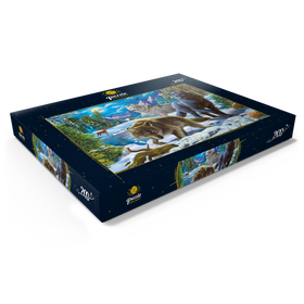 Alternative Darstellung des Puzzle-Motivs Wölfe in der verschneiten Nacht – Puzzleteile: 200