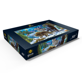 Alternative Darstellung des Puzzle-Motivs Wölfe in der verschneiten Nacht – Puzzleteile: 500