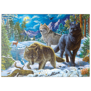 puzzleplate Wolves in the Snowy Night 500 Puzzle