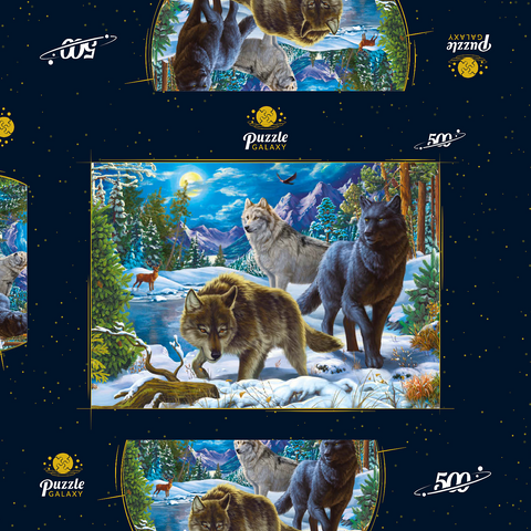 Wolves in the Snowy Night 500 Puzzle Schachtel 3D Modell