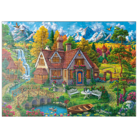 Darstellung des Puzzle Motivs Romantisches Cottage im Gebirge - Puzzleteile: 100