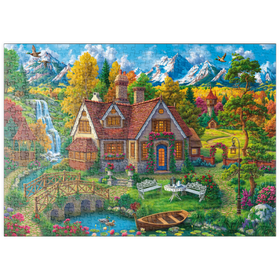 Darstellung des Puzzle Motivs Romantisches Cottage im Gebirge - Puzzleteile: 500