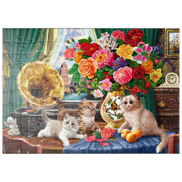 puzzleplate Kittens & Colorful Flowers 100 Puzzle