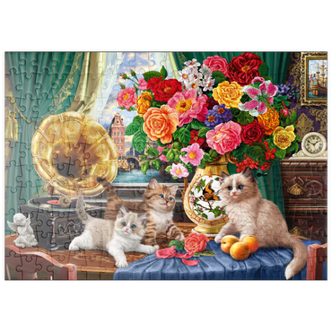 puzzleplate Kittens & Colorful Flowers 200 Puzzle