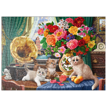 puzzleplate Kittens & Colorful Flowers 500 Puzzle