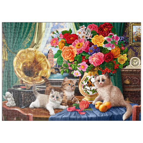 puzzleplate Kittens & Colorful Flowers 500 Puzzle