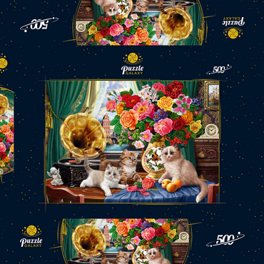 Kittens & Colorful Flowers 500 Puzzle Schachtel 3D Modell