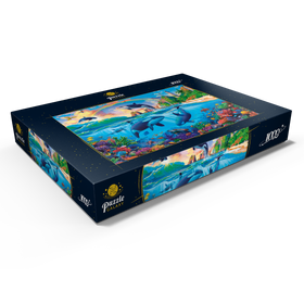 Alternative Darstellung des Puzzle-Motivs Orcas im Ozean – Puzzleteile: 1000