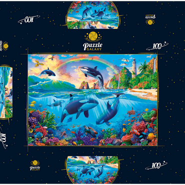 Whales in the Ocean 100 Puzzle Schachtel 3D Modell