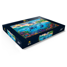 Darstellung des Puzzle Motivs Orcas im Ozean - Puzzleteile: 200