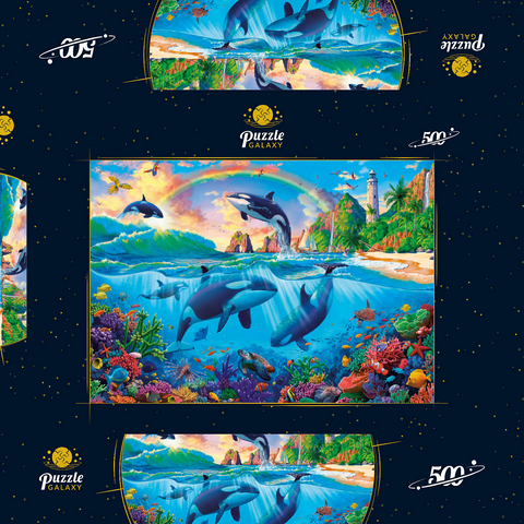 Whales in the Ocean 500 Puzzle Schachtel 3D Modell