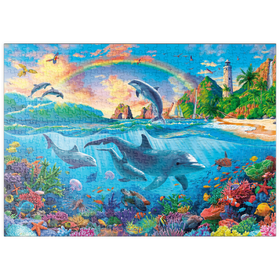 Darstellung des Puzzle-Motivs Delfine im Ozean – Puzzleteile: 500