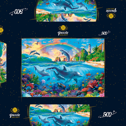 Dolphins in the Ocean 500 Puzzle Schachtel 3D Modell