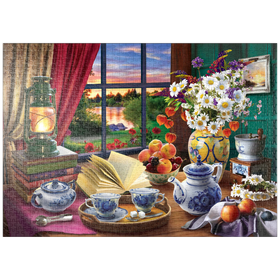 Darstellung des Puzzle Motivs Abendliche Teeparty - Puzzleteile: 1000