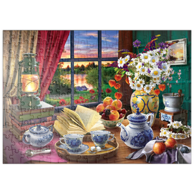 Darstellung des Puzzle-Motivs Abendliche Teeparty – Puzzleteile: 200