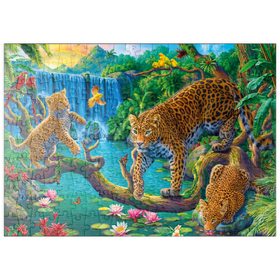 Darstellung des Puzzle Motivs Die Leoparden-Familie - Puzzleteile: 200