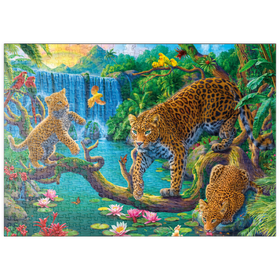 Darstellung des Puzzle Motivs Die Leoparden-Familie - Puzzleteile: 500
