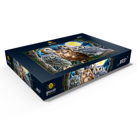 Alternative Darstellung des Puzzle-Motivs Eulenschau im nächtlichen Wald – Puzzleteile: 1000