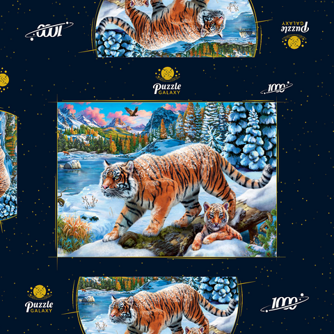 Winter Tigers 1000 Puzzle Schachtel 3D Modell