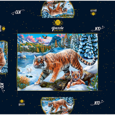 Winter Tigers 100 Puzzle Schachtel 3D Modell