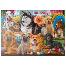 Darstellung des Puzzle Motivs Vierbeinige Freunde: Eine glückliche Hundeschar - Puzzleteile: 100