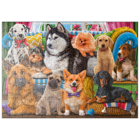 Darstellung des Puzzle Motivs Vierbeinige Freunde: Eine glückliche Hundeschar - Puzzleteile: 200