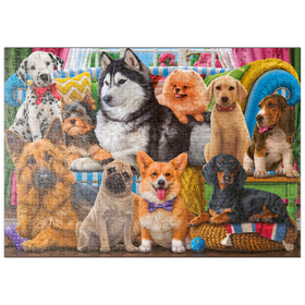Darstellung des Puzzle-Motivs Vierbeinige Freunde: Eine glückliche Hundeschar – Puzzleteile: 500