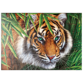 Darstellung des Puzzle Motivs Die Augen des Dschungels: Ein fesselnder Tigerblick - Puzzleteile: 100