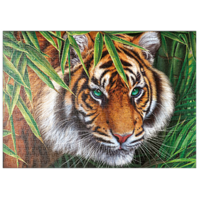 Darstellung des Puzzle Motivs Die Augen des Dschungels: Ein fesselnder Tigerblick - Puzzleteile: 500