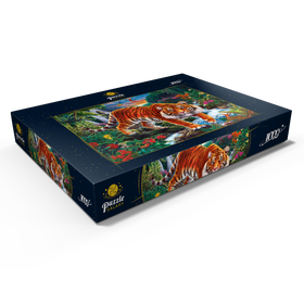 Darstellung des Puzzle Motivs Kraft und Anmut: Der Tiger im tropischen Paradies - Puzzleteile: 1000