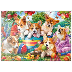 Darstellung des Puzzle Motivs Spielzeit im Grünen: Corgis und ihre fröhlichen Momente - Puzzleteile: 200