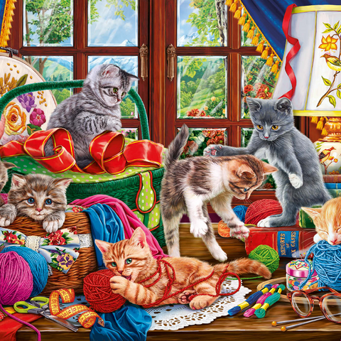 The Cheerful Kittens with Yarn 1000 Puzzle 3D Modell