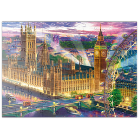 Darstellung des Puzzle Motivs Lichter über der Themse: Ein Abend in London - Puzzleteile: 100