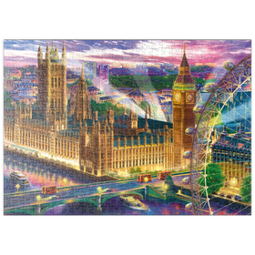 Darstellung des Puzzle Motivs Lichter über der Themse: Ein Abend in London - Puzzleteile: 500