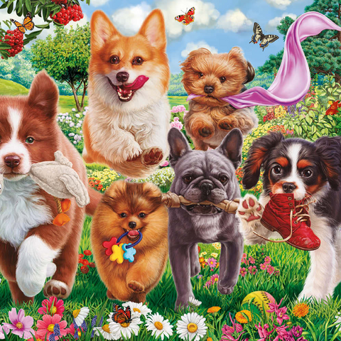 Running Puppies 100 Puzzle 3D Modell