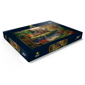 Alternative Darstellung des Puzzle-Motivs Waldhütte am funkelnden Fluss – Puzzleteile: 200