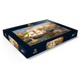 Darstellung des Puzzle Motivs Segelschiff und Heißluftballons: Pariser Brücke und Eiffelturm im Abendglanz - Puzzleteile: 100
