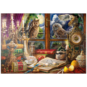 Darstellung des Puzzle-Motivs Die Wacht der Eulen – Puzzleteile: 1000