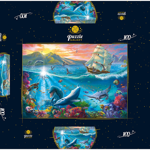 Sailboat and the Underwater World 100 Puzzle Schachtel 3D Modell