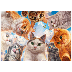 Darstellung des Puzzle-Motivs Katzen-Selfie – Puzzleteile: 1000