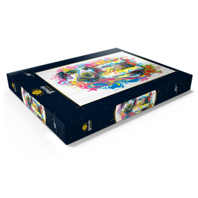 Darstellung des Puzzle Motivs Jack Russell mit Brille - Puzzleteile: 100