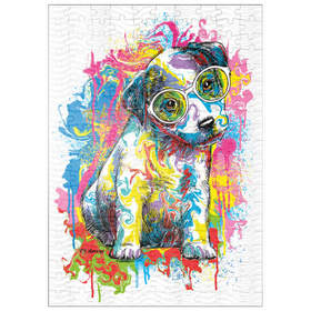 Darstellung des Puzzle Motivs Jack Russell mit Brille - Puzzleteile: 200